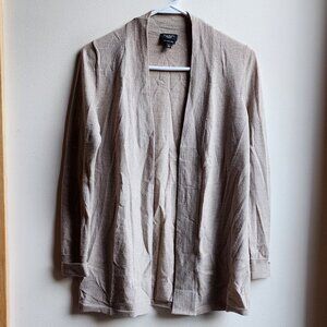Talbots Taupe 100% Pure Italian Merino Wool Open Cardigan Size Petite Sm…